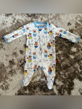 Magnetic Me Baby Footed One-Piece in White with Multi-Color Nautical Bears